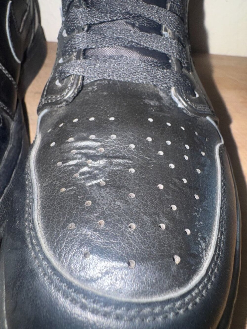 Air Jordan 1 Mid Black Leather Mens Shoes US 10 - Picture 3 of 9